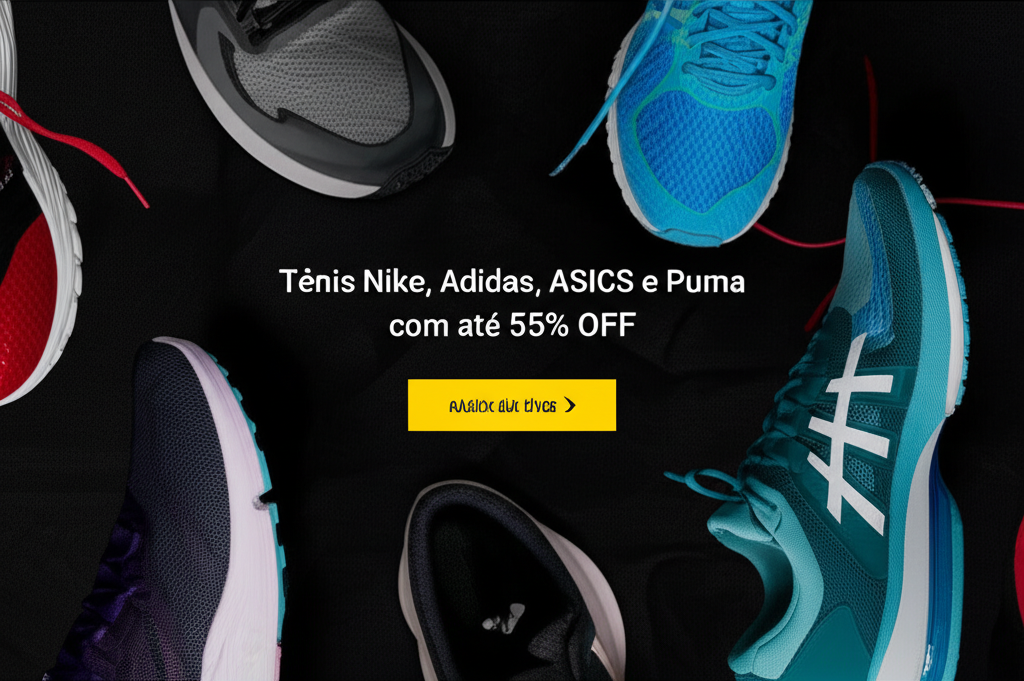 Netshoes: Tênis Nike, Adidas, ASICS e Puma com até 55% OFF 1 netshoes tenis nike adidas asics puma desconto