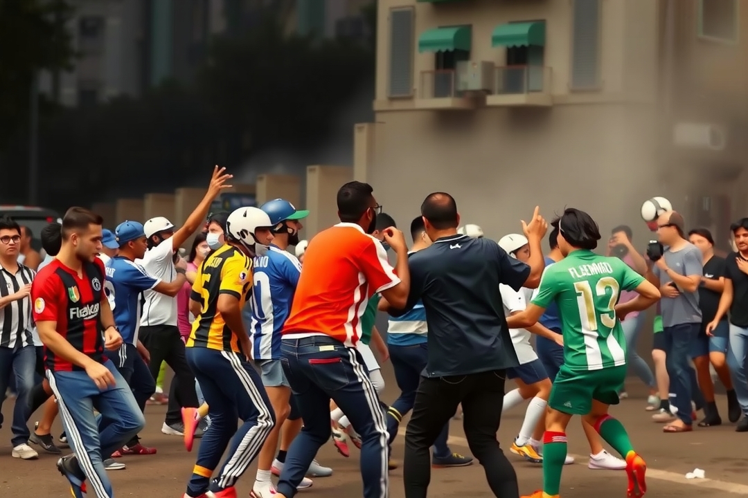 briga entre torcedores de flamengo e palmeiras em lima