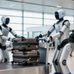 robos humanoides comecam descarregar malas aeroporto haneda