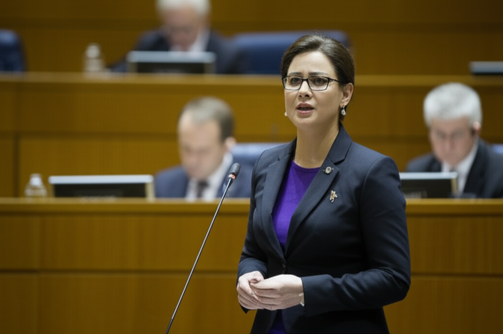 Ministra virtual da Albânia discursa no Parlamento