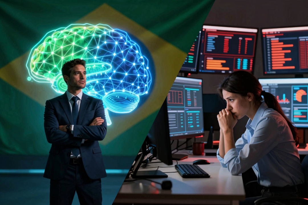 IA no Brasil: Executivos Otimistas vs. Funcionários Inseguros