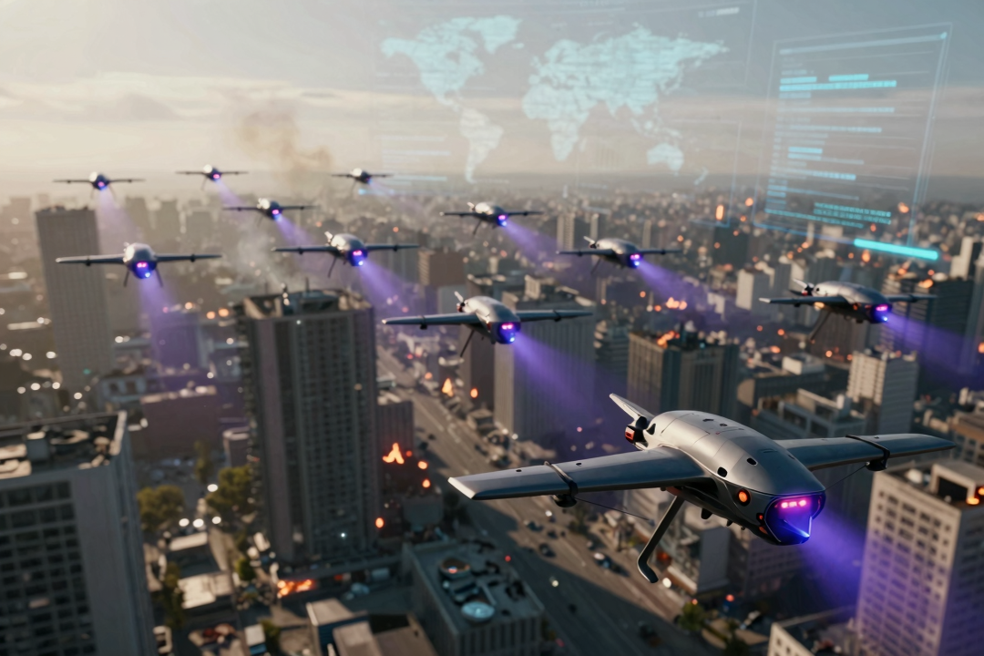 Guerra de Drones Redefine Conflitos Globais em 2026 com IA e Ataques Massivos