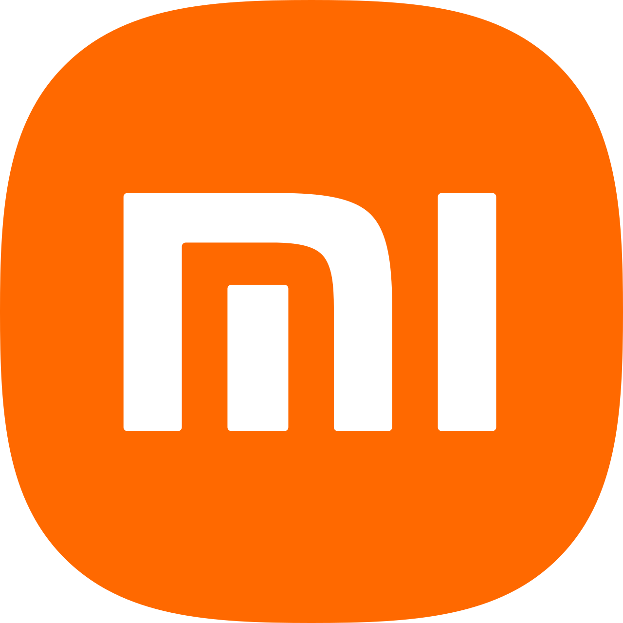Logotipo oficial da Xiaomi com cantos arredondados sobre fundo laranja