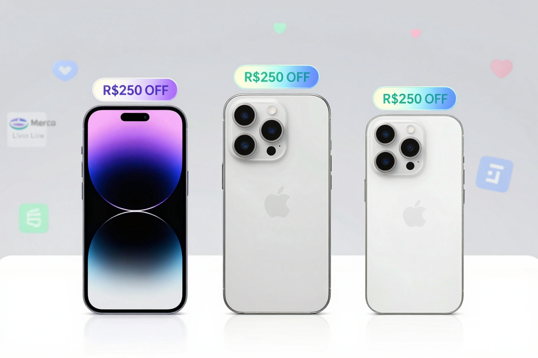 iPhones 15, 16 e 17 com R$ 250 OFF no Mercado Livre: Veja como aproveitar