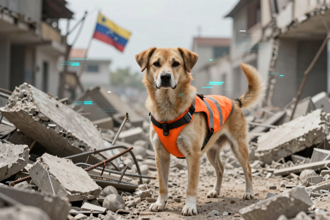Foto de Cão Protetor em Terremoto na Venezuela é Falsa e Gerada por IA