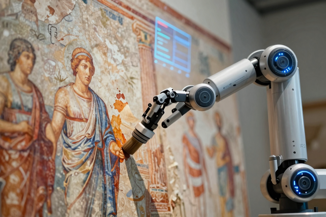 Robô com IA remonta afrescos de Pompeia em desafio histórico