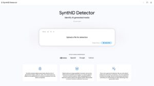 Interface da página inicial do SynthID Detector para verificar arquivos de mídia